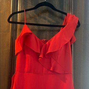 Asymmetrical Red Ruffle Dress